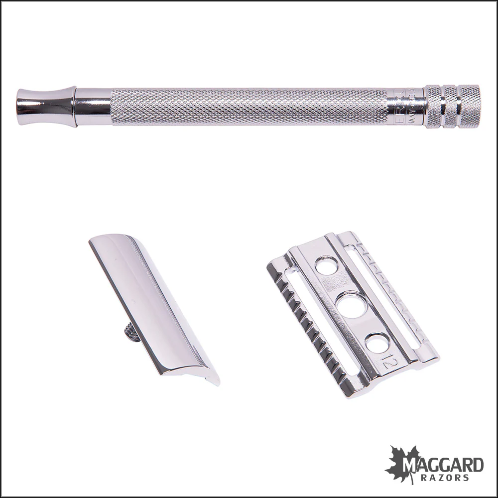 Merkur 24C Chrome Long Slim Handle Closed Comb DE Safety Razor - Image 3