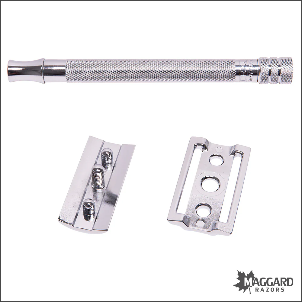 Merkur 24C Chrome Long Slim Handle Closed Comb DE Safety Razor - Image 4