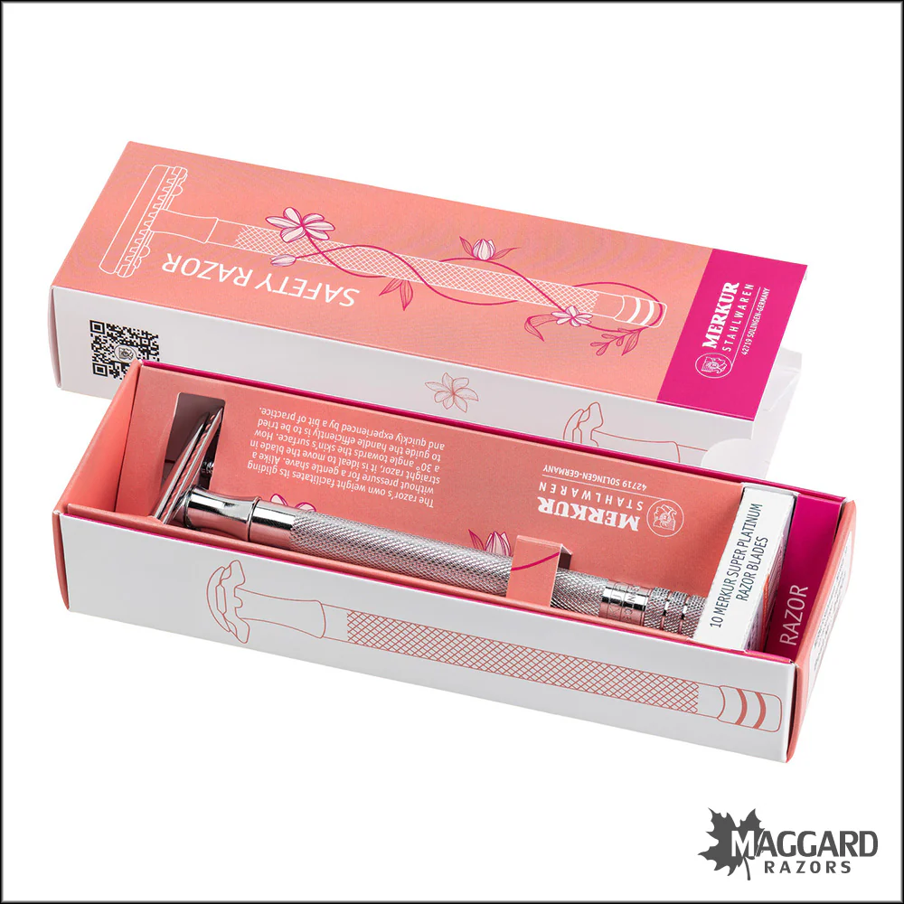 Merkur 24C Chrome Long Slim Handle Closed Comb DE Safety Razor - Image 5