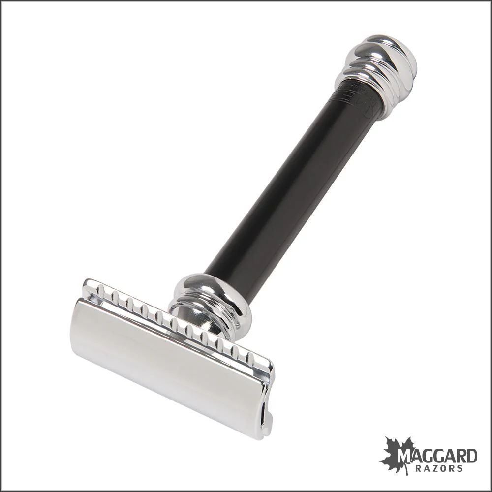 Merkur 38 Black Barber Pole Handle Closed Comb DE Safety Razor