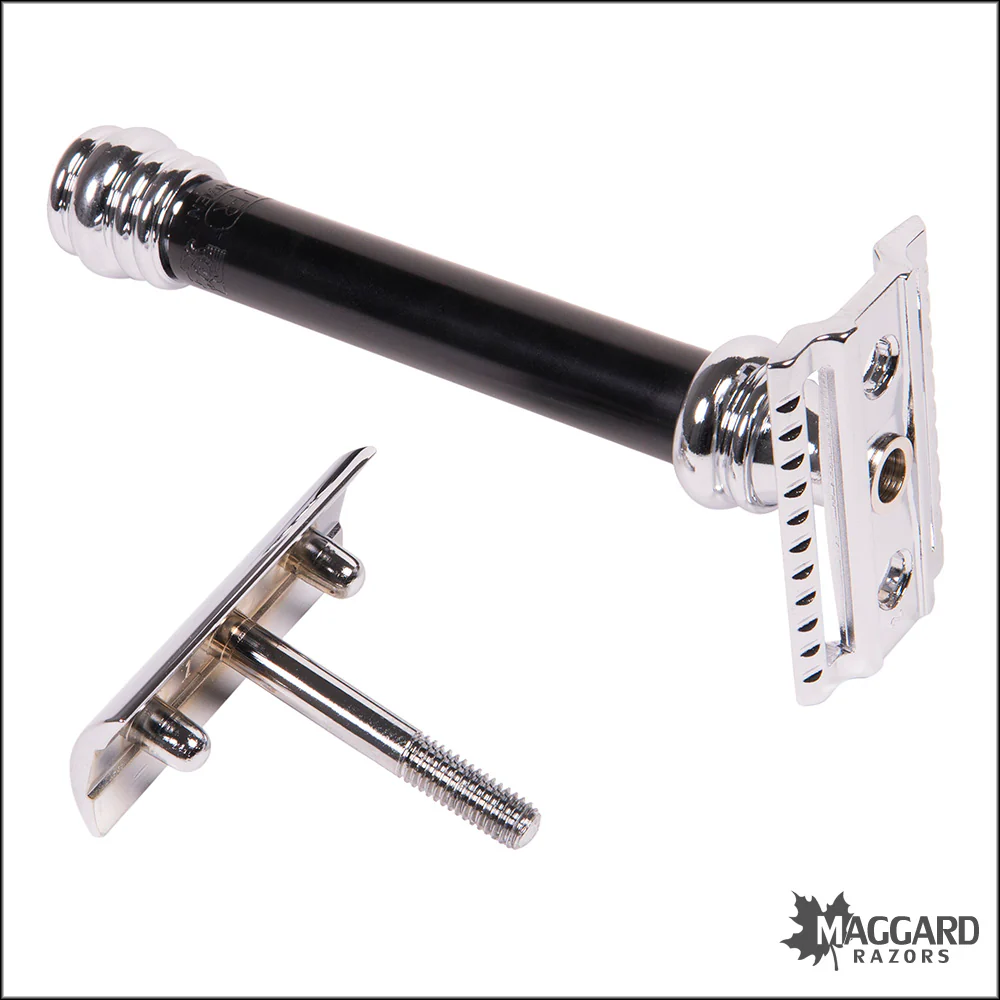 Merkur 38 Black Barber Pole Handle Closed Comb DE Safety Razor - Image 4