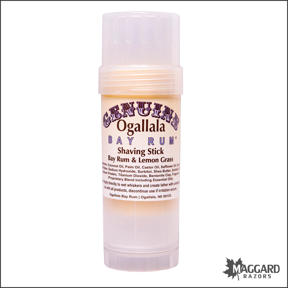 Ogallala Bay Rum and Lemon Grass Shaving Soap Stick, 2.5oz