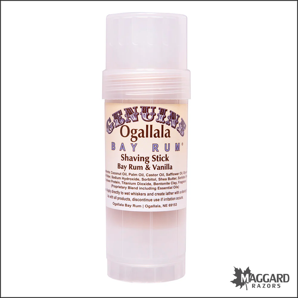 Ogallala Bay Rum and Vanilla Shaving Soap Stick, 2.5oz