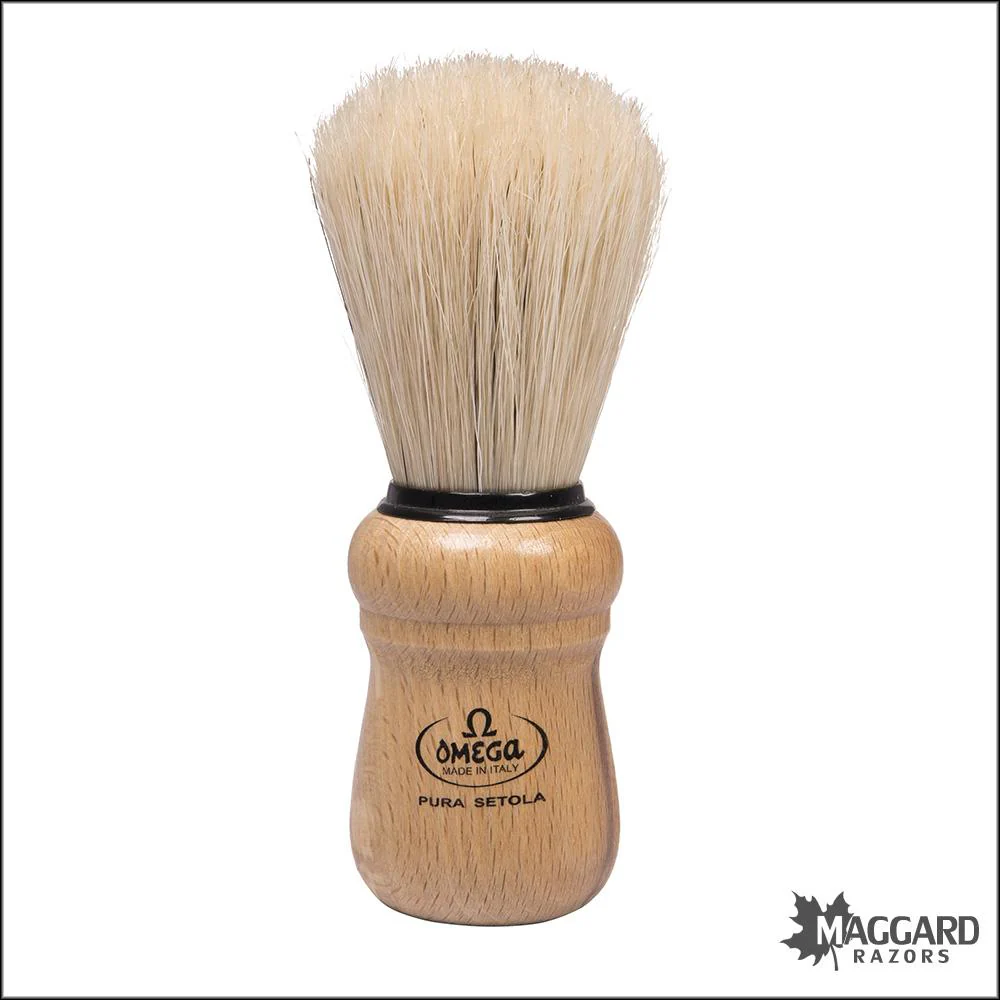 Omega Model 10005 Beech Wood Handle Boar Shaving Brush, 24mm
