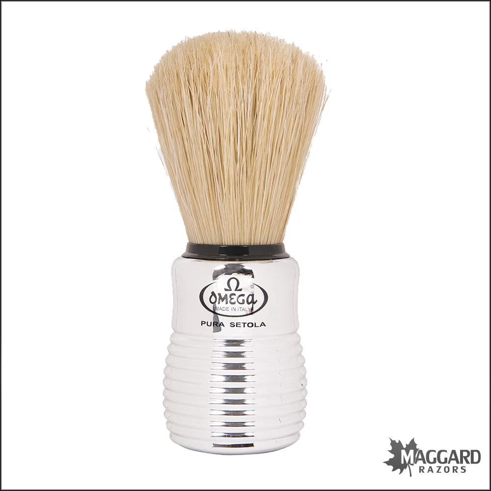 Omega Model 10081 Silver Beehive Handle Boar Shaving Brush, 23mm