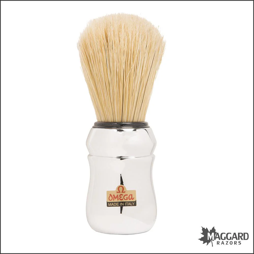 Omega Model 10083 Chrome Handle Boar Bristle Shaving Brush, 26mm