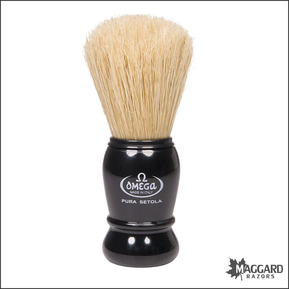 Omega Model 10290 Black Handle Boar Shaving Brush, 24mm