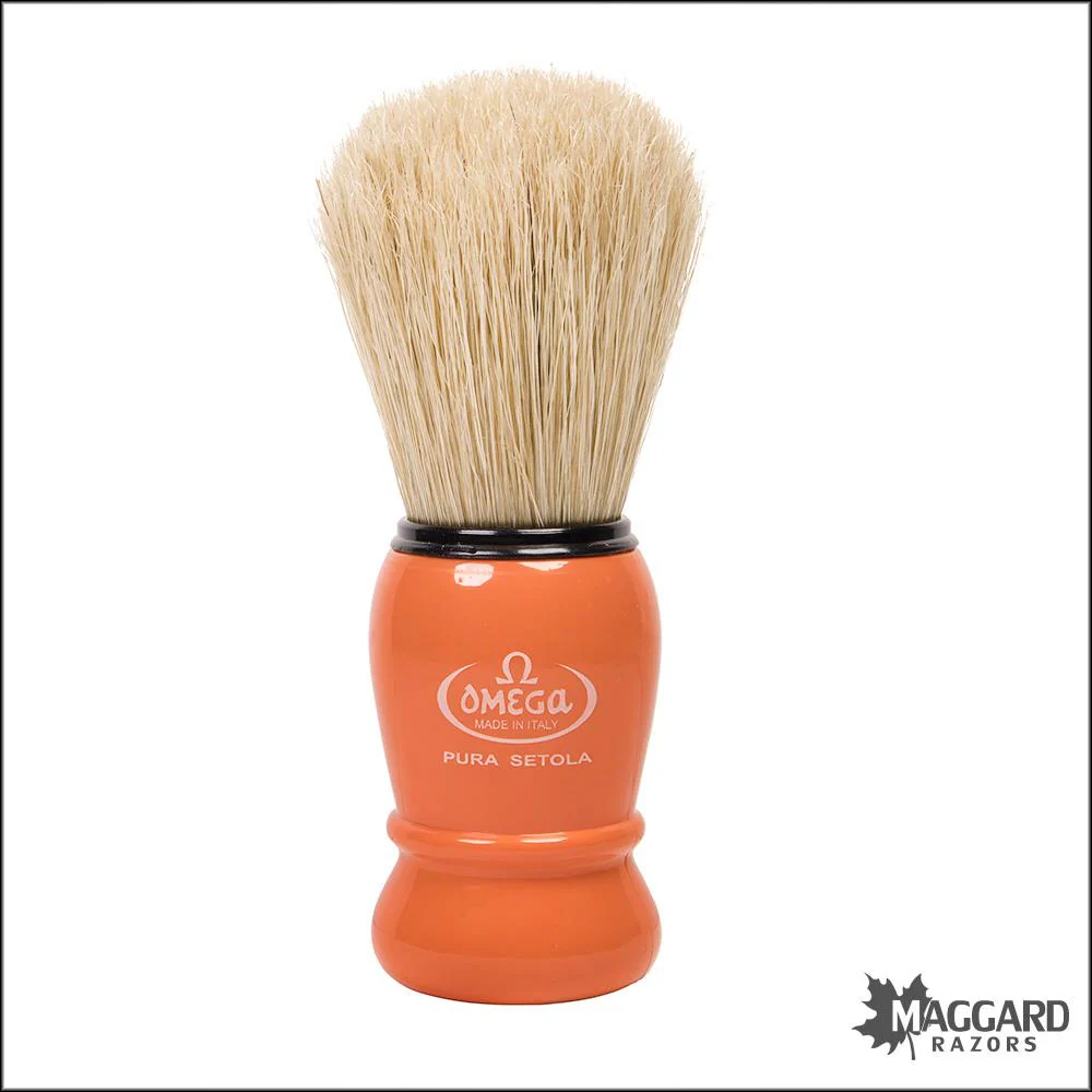 Omega Model 10290 Orange Handle Boar Shaving Brush, 24mm