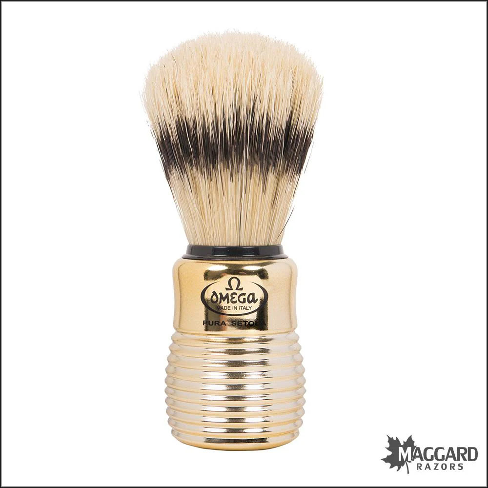 Omega Model 11205 Gold Beehive Handle Boar Shaving Brush, 26mm