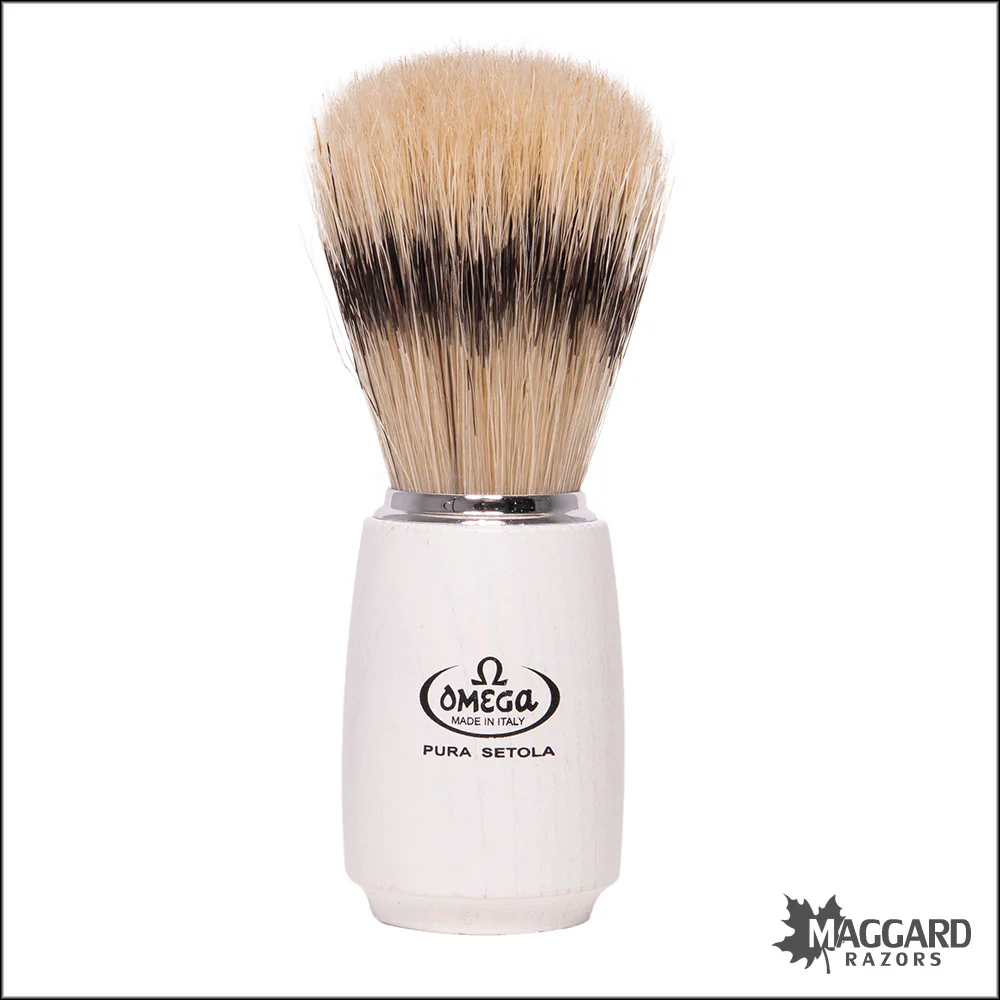 Omega Model 11711 Light Ash Wood Handle Boar Shaving Brush, 24mm