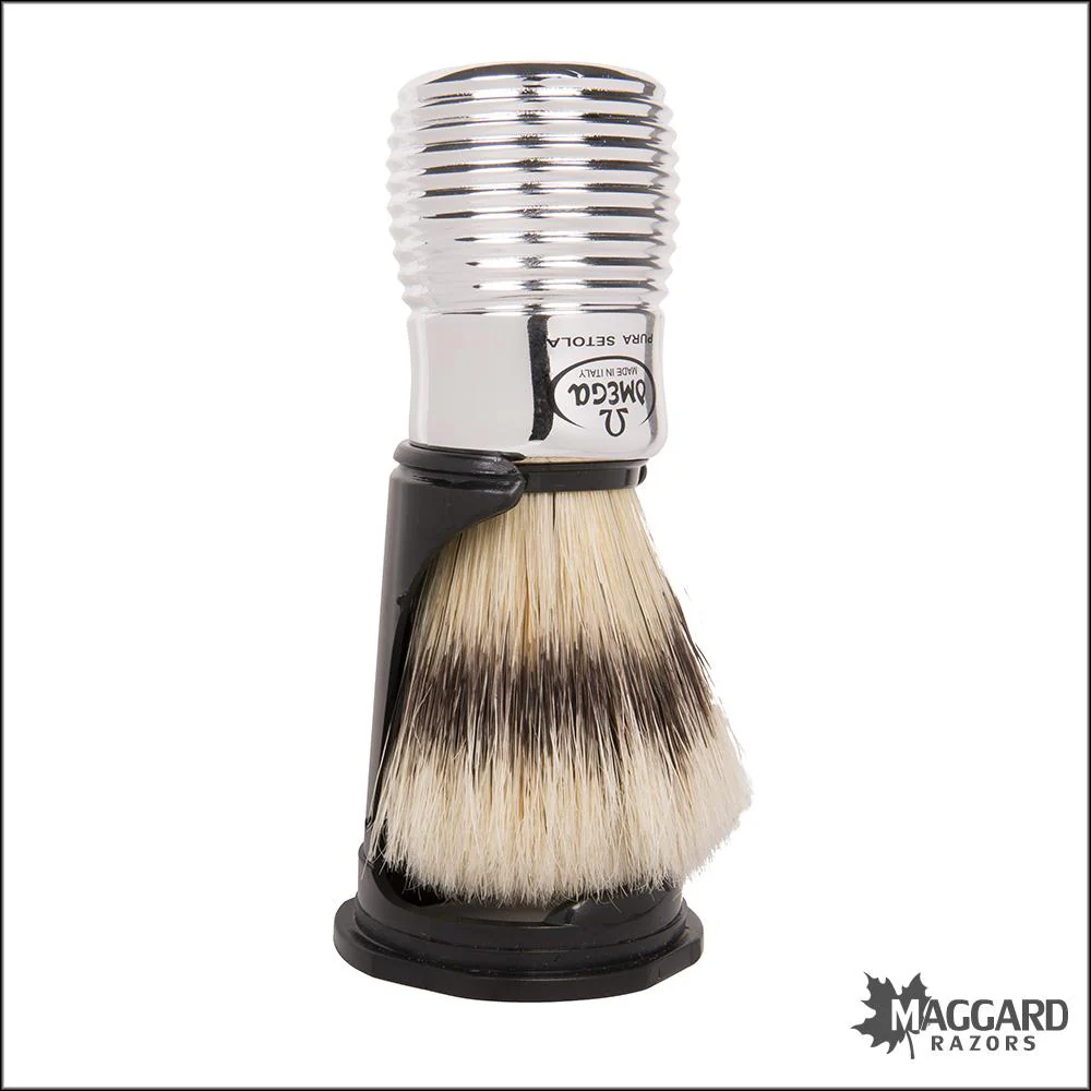 Omega Model 80280 Silver Beehive Handle Dyed Boar Shaving Brush with Stand, 24mm