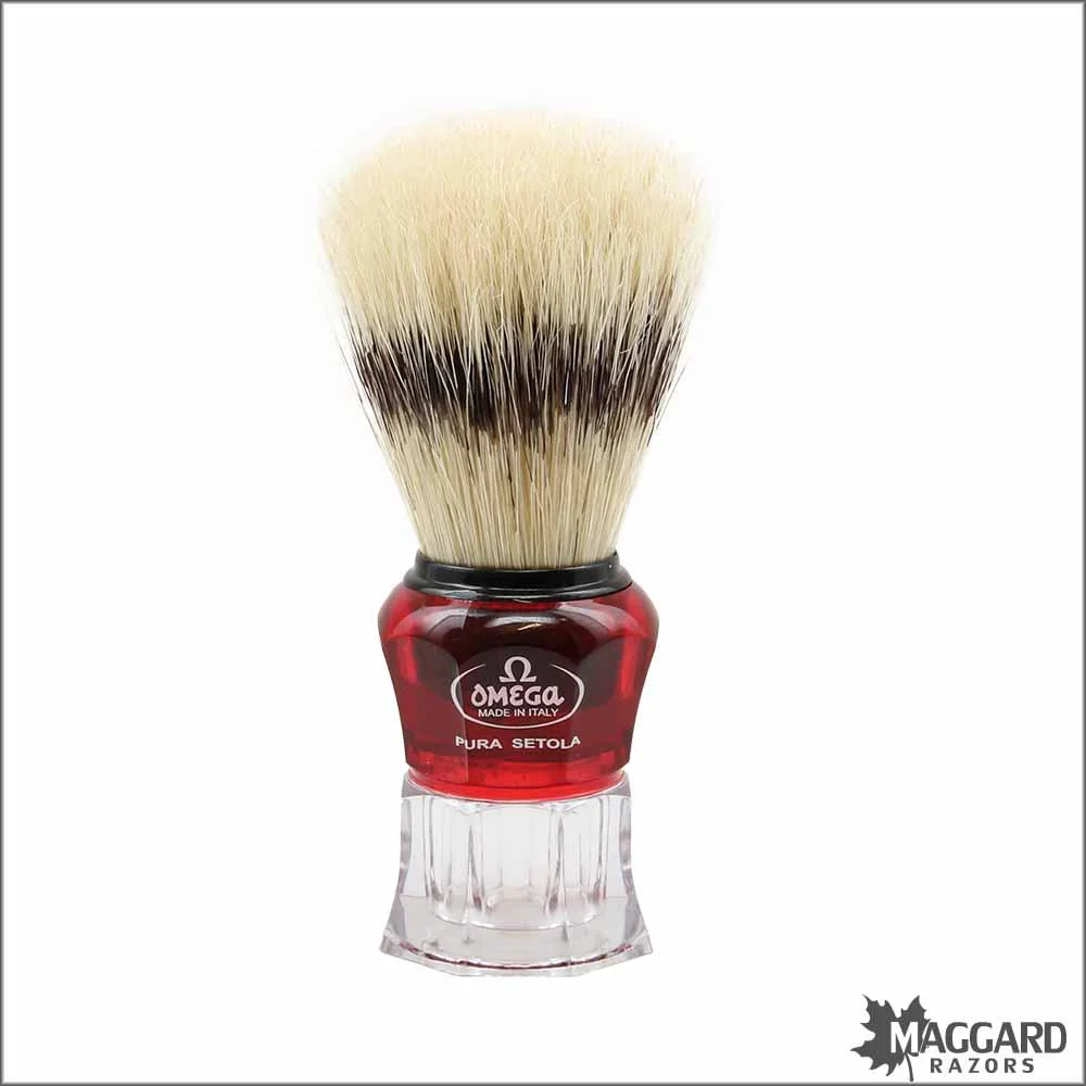 Omega Model 81052 Clear and Red Acrylic Handle Boar Brush with Stand, 24mm - Image 2