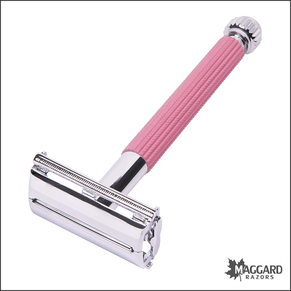Parker 29L Pink Handle TTO Long Handled DE Safety Razor