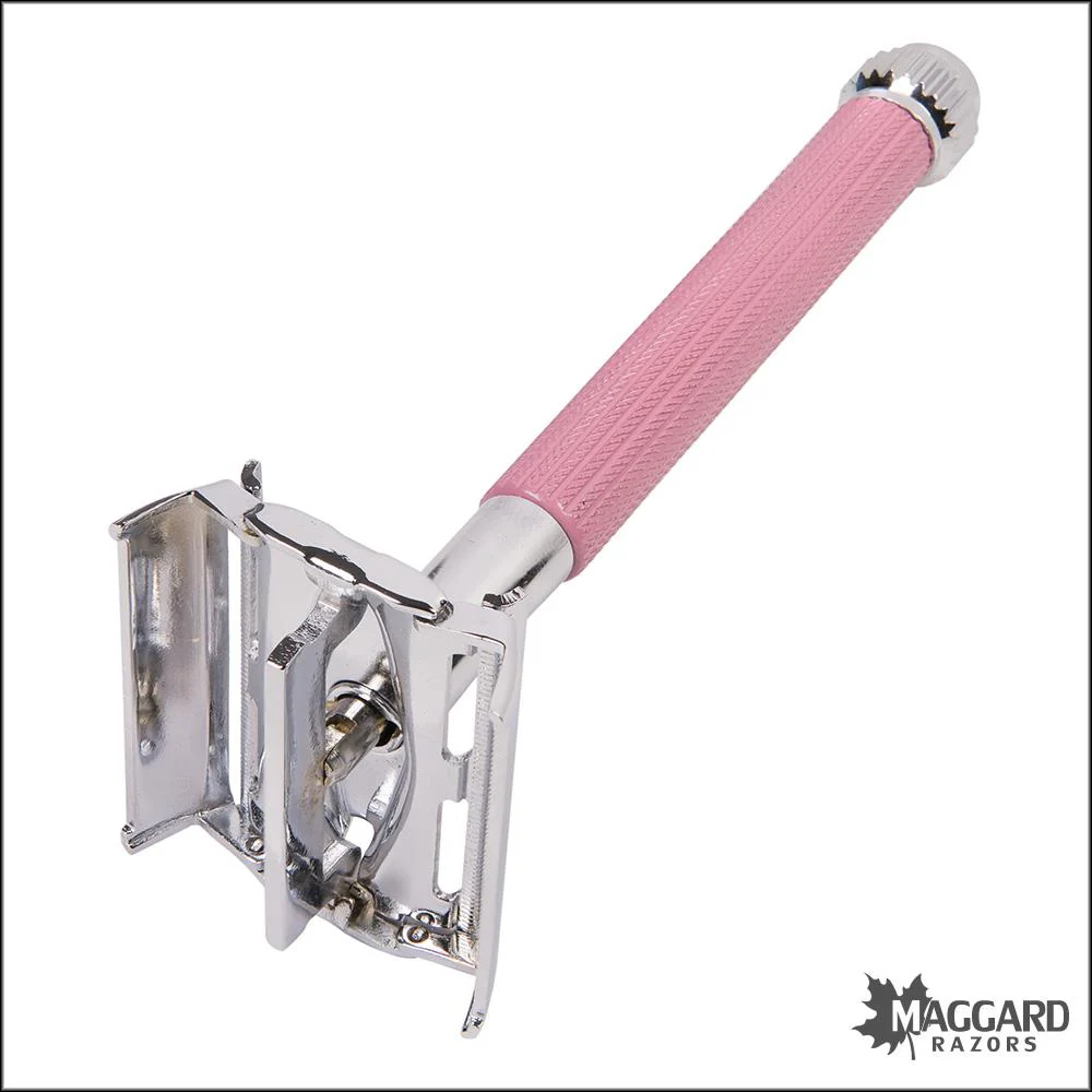 Parker 29L Pink Handle TTO Long Handled DE Safety Razor - Image 2