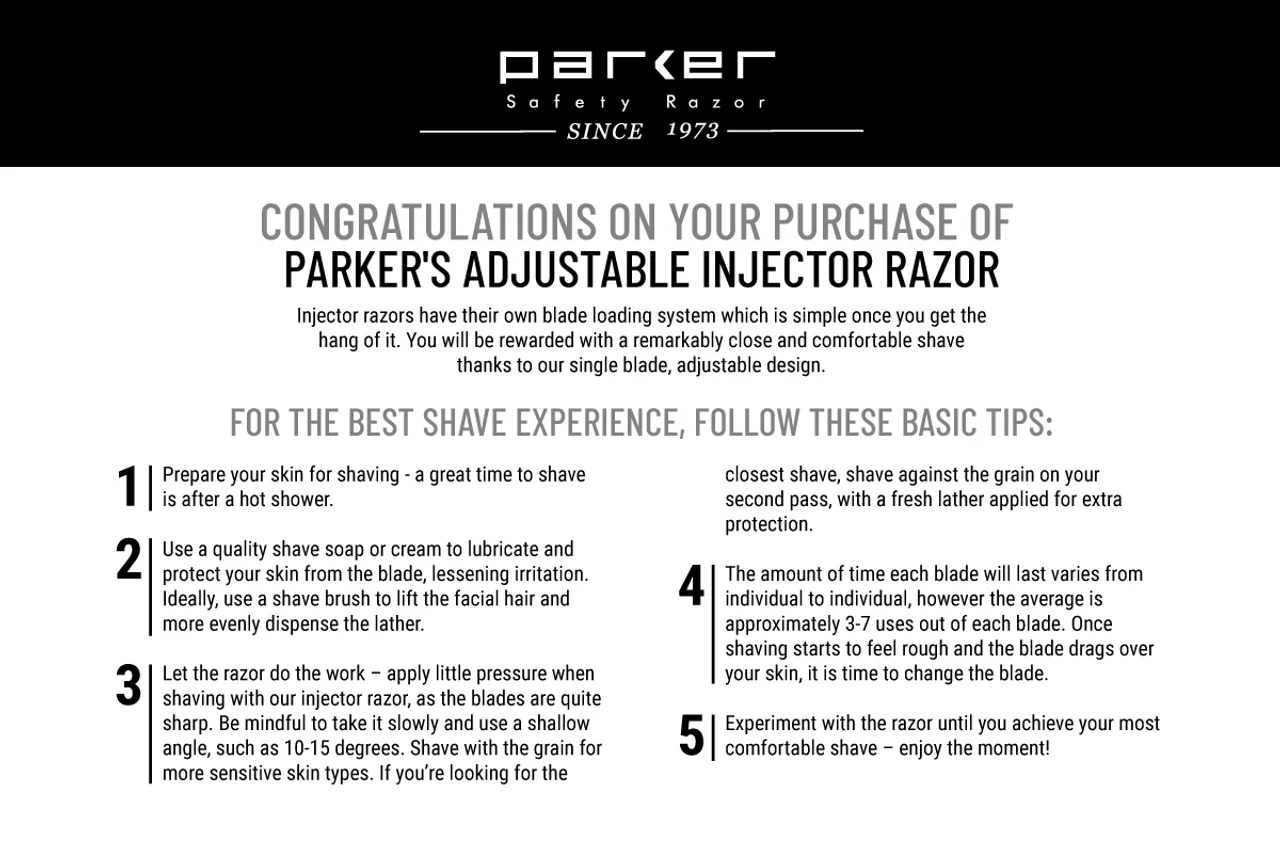 Parker Adjustable Single Edge Injector Razor, Stainless Steel - Version 3 - Image 6