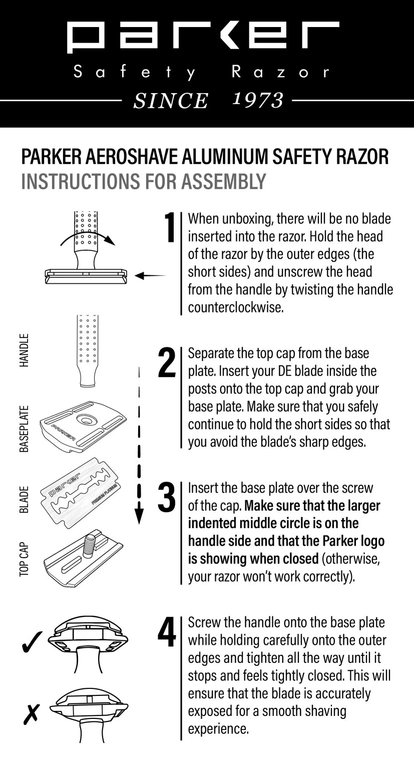 Parker AeroShave-S Machined Aluminum DE Safety Razor, Matte Finish - Image 7