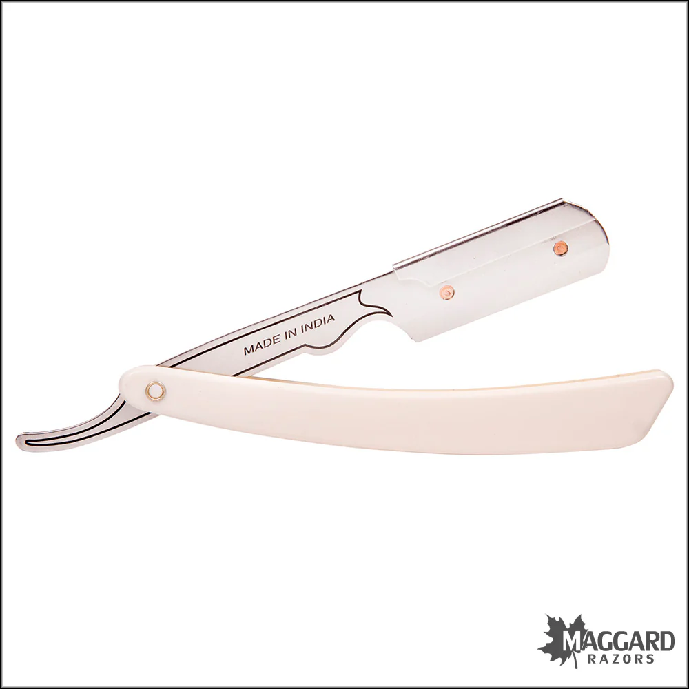 Parker SRW White Handle Stainless Steel Replaceable Blade Shavette Straight Razor - Image 2