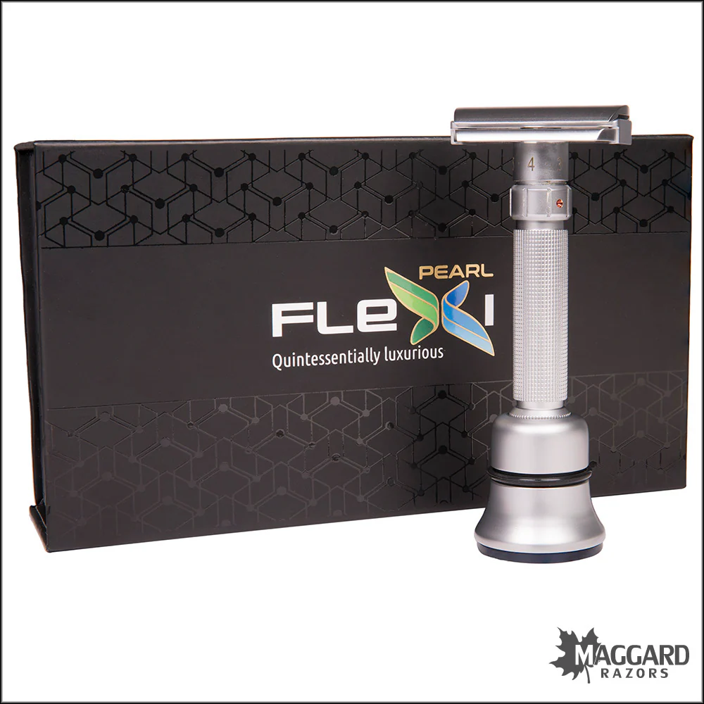 Pearl Shaving Flexi Adjustable Machined DE Safety Razor with Stand, Matte Finish - Image 5