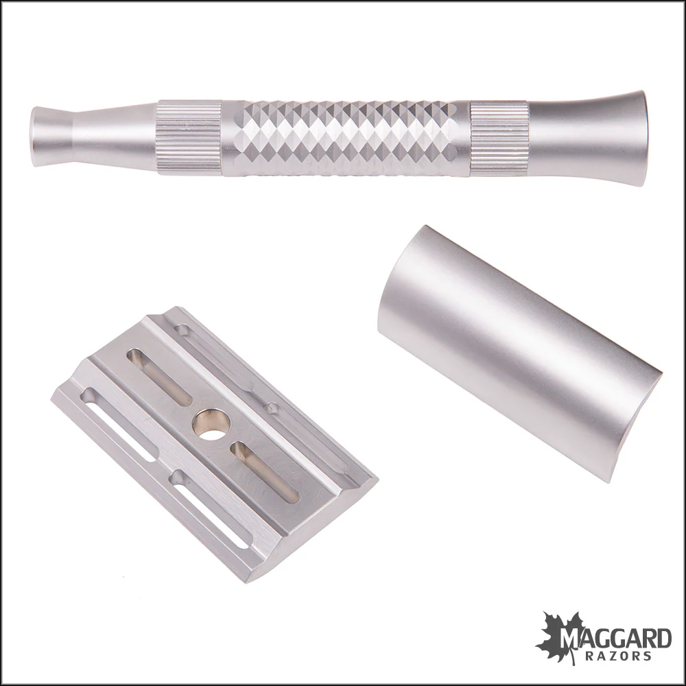 Pearl Shaving Blaze Machined DE Safety Razor with Blades and Washers - Satin Finish - Image 3