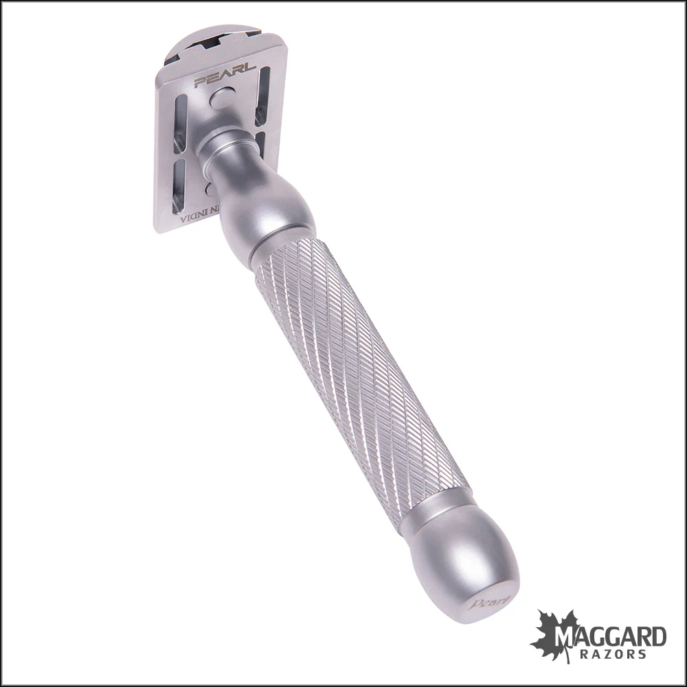 Pearl Shaving Hammer DE Safety Razor - Includes Closed and Open Comb Baseplates - Matte Finish - Image 3