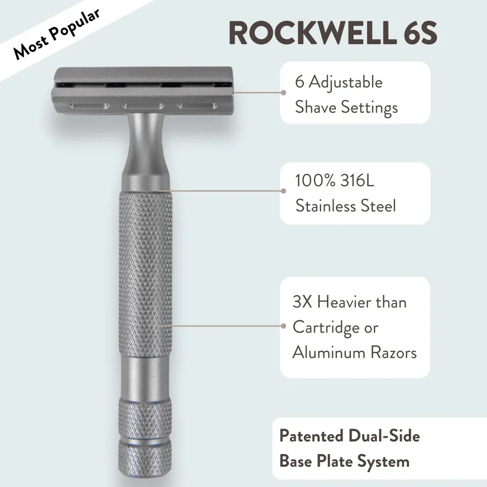Rockwell Razors 6S Adjustable Stainless Steel DE Safety Razor, Matte Black - Image 4