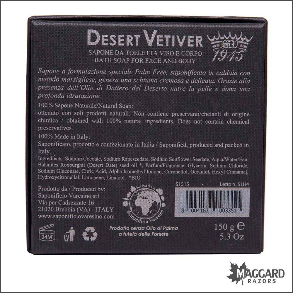 Saponificio Varesino Desert Vetiver Artisan Bath Soap, 150g - Image 2