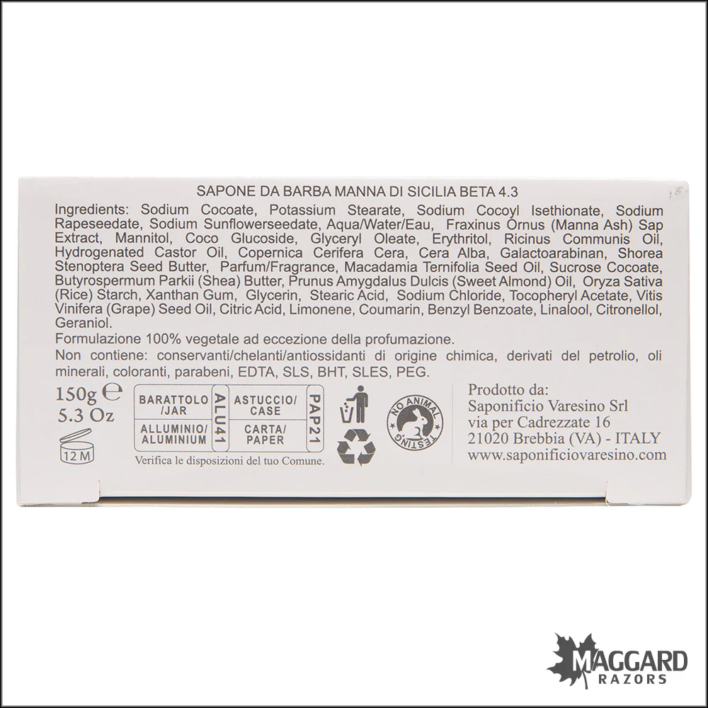 Saponificio Varesino Manna Di Sicilia Shaving Soap, 150g - Special Edition - Beta 4.3 - Image 3