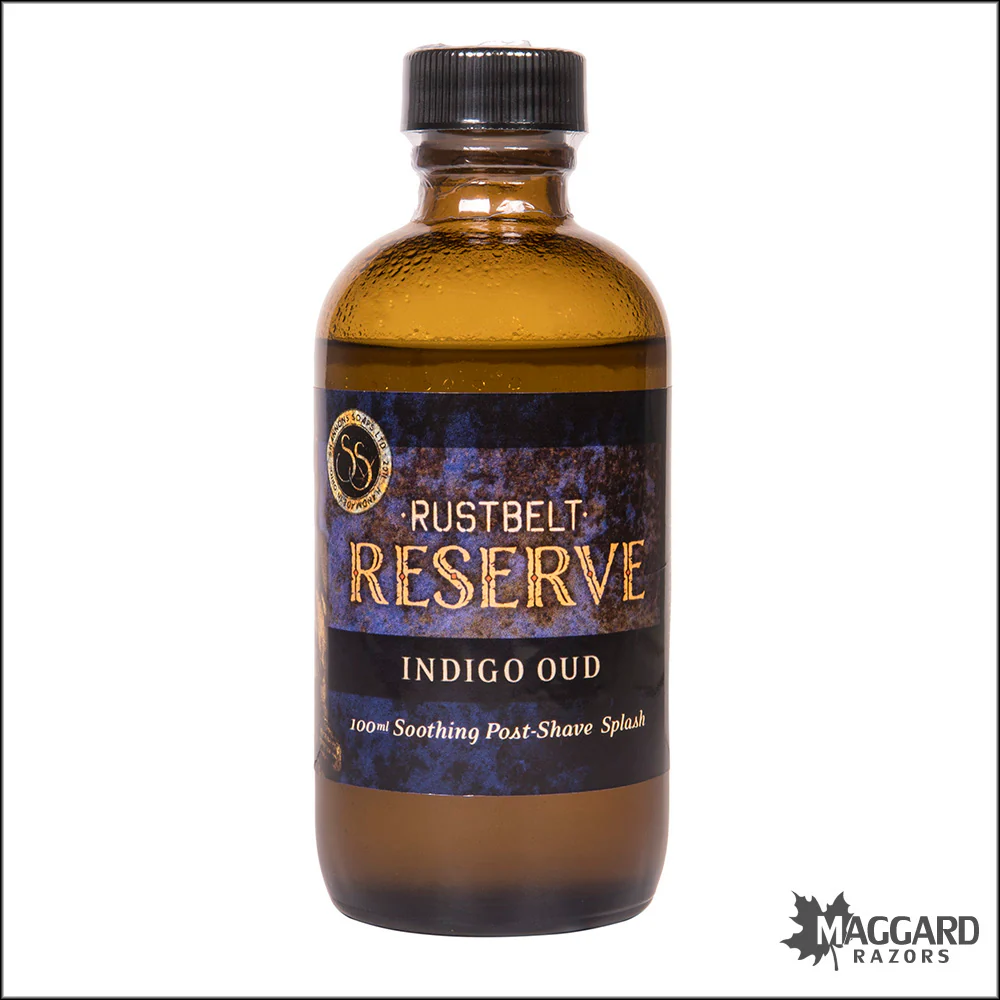 Shannon's Soaps Indigo Oud, Rust Belt Reserve Artisan Aftershave Splash, 100ml - Alcohol Free