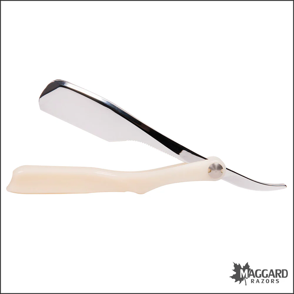 Shavette - Ivory Plastic Handle with HD Leather Travel Case (Injector or Half-DE Blades)