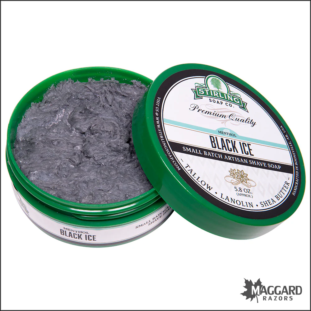 Stirling Soap Co. Black Ice Shaving Soap with Menthol, 5.8oz - Seasonal Release - Image 2