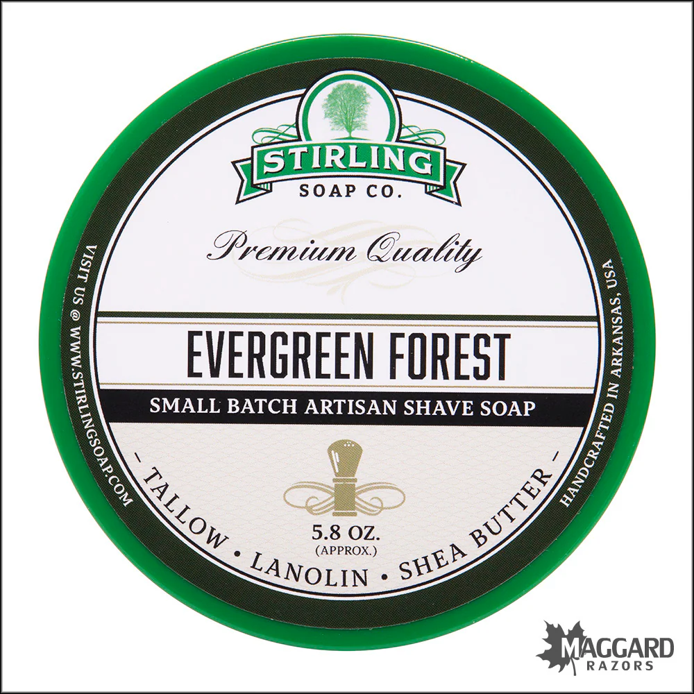 Stirling Soap Co. Evergreen Forest Shaving Soap, 5.8oz - Seasonal Release
