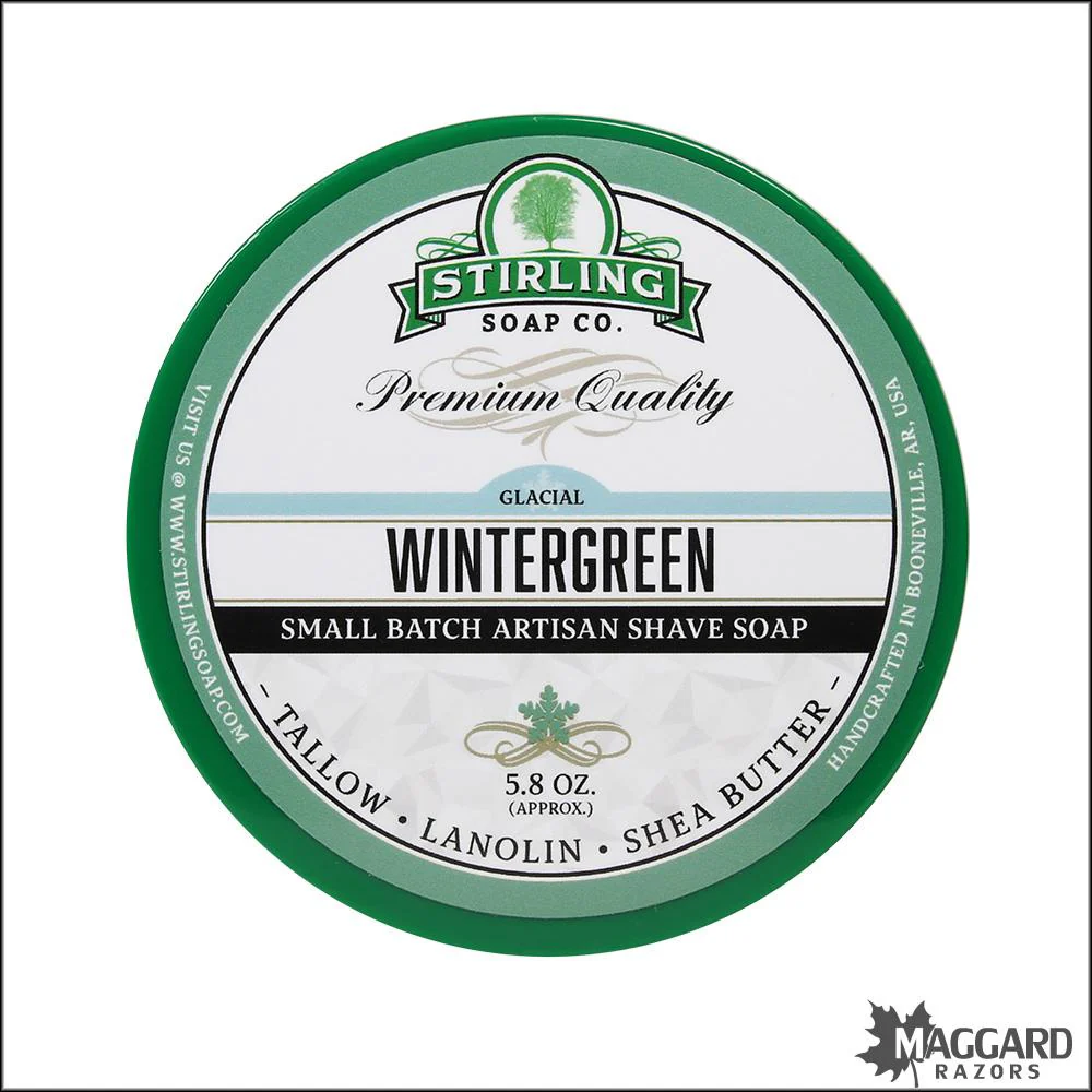 Stirling Soap Co. Glacial Wintergreen Shaving Soap, 5.8oz - Seasonal Release