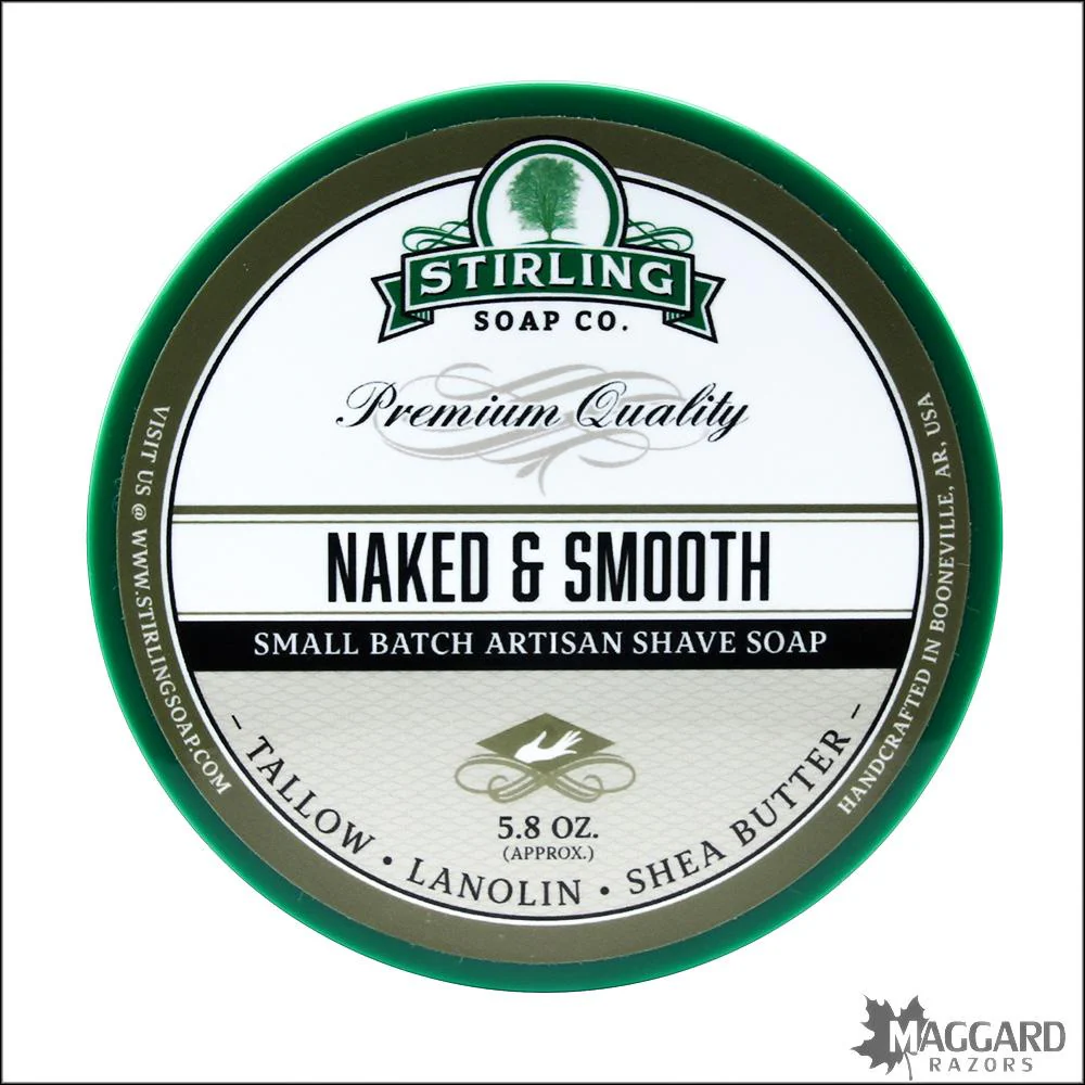 Stirling Soap Co. Naked and Smooth Shaving Soap, 5.8oz