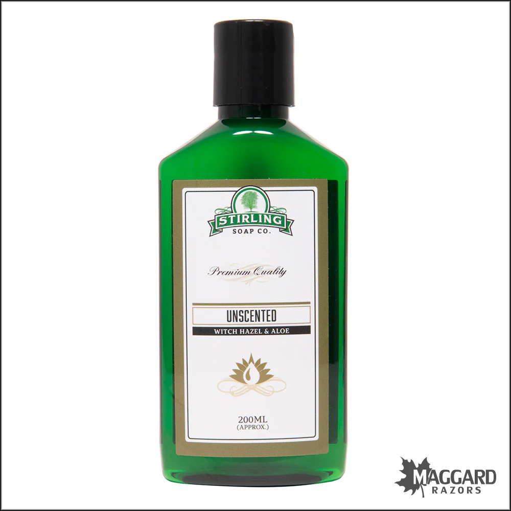 Stirling Soap Co. Unscented Witch Hazel and Aloe Aftershave, 200ml