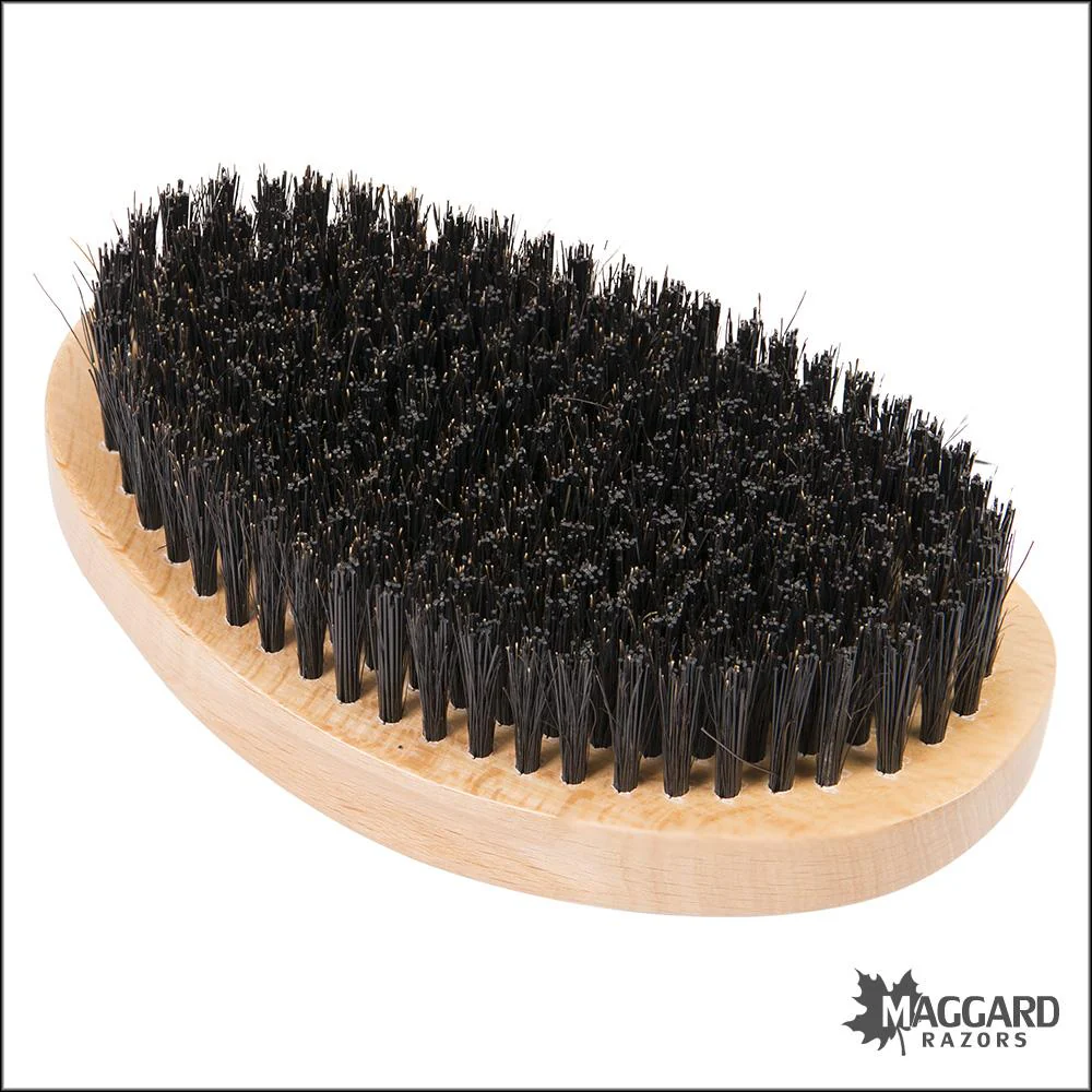 Suavecito Beard Brush - Natural Wood Finish 50/50 Mix Boar and Nylon Hair Beard Brush with Drawstring Bag - Image 2