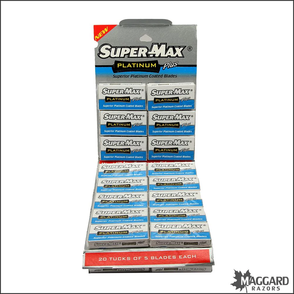 Super-Max Platinum Plus Double Edge Safety Razor Blades, 100 blades