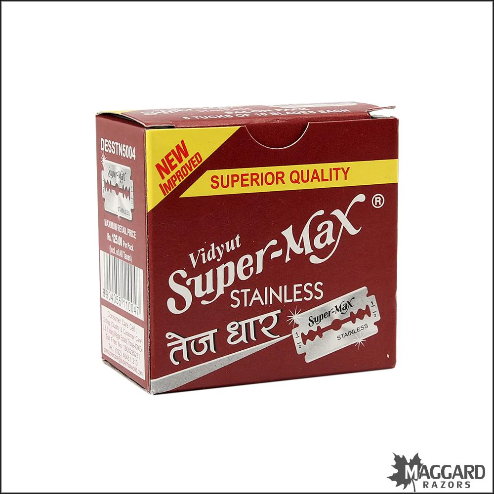 Super-Max Stainless Double Edge Safety Razor Blades, 50 blades