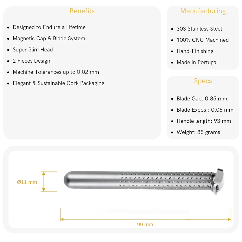 Tatara Razors Amakuni Stainless Steel Single Edge Safety Razor, Silver Matte Finish - Image 4