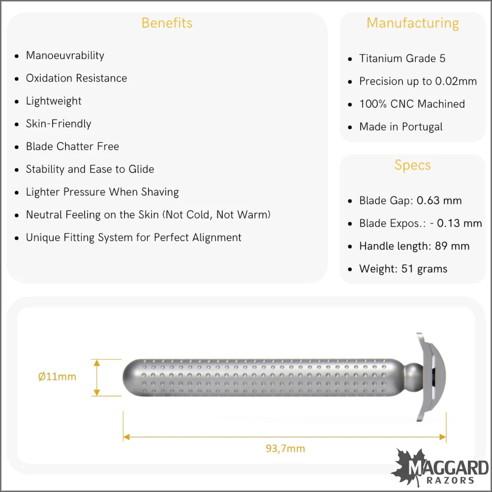 Tatara Razors Masamune Titanium Closed Comb DE Safety Razor, Matte Finish - Image 5
