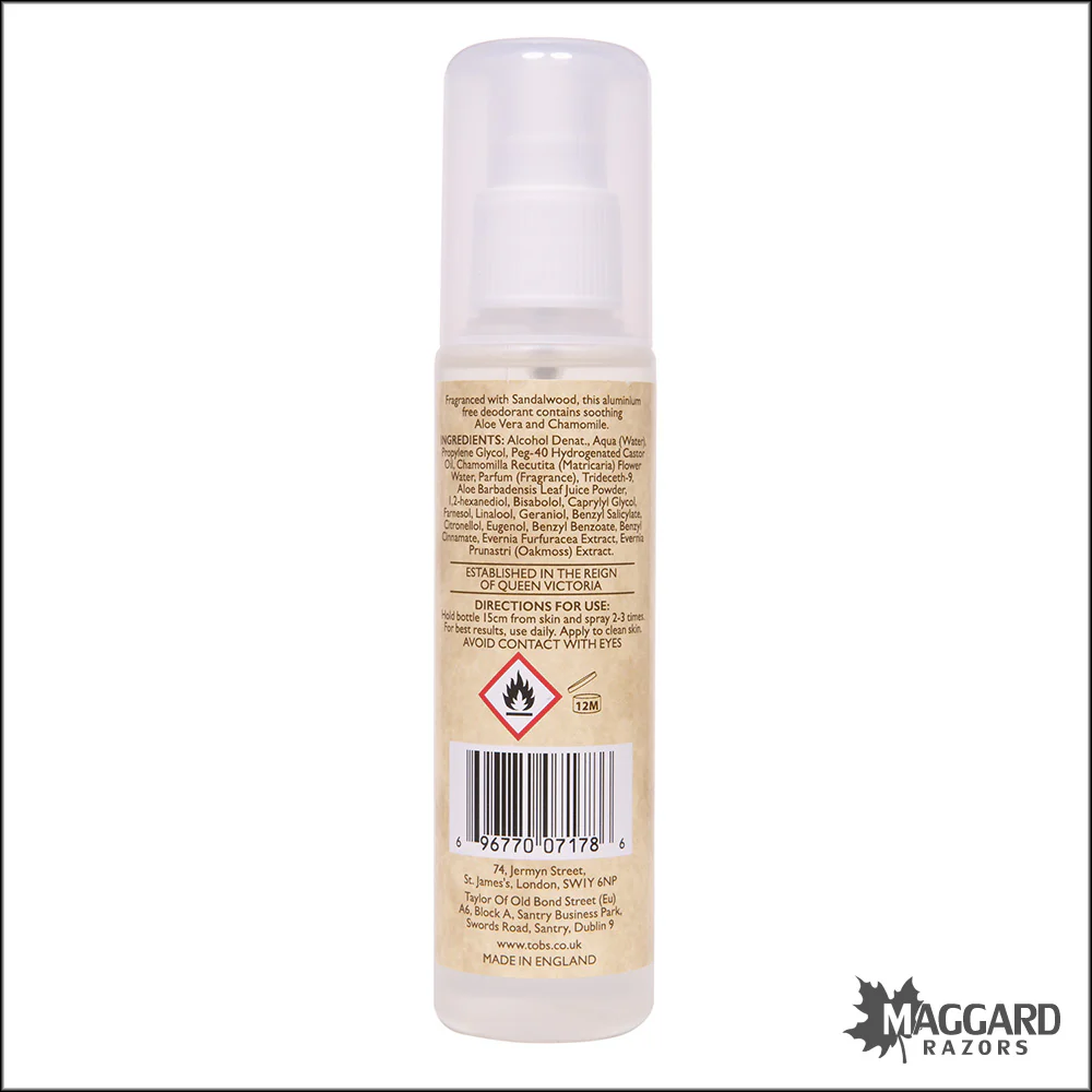 Taylor of Old Bond Street Sandalwood Deodorant Spray, 100ml - Image 2