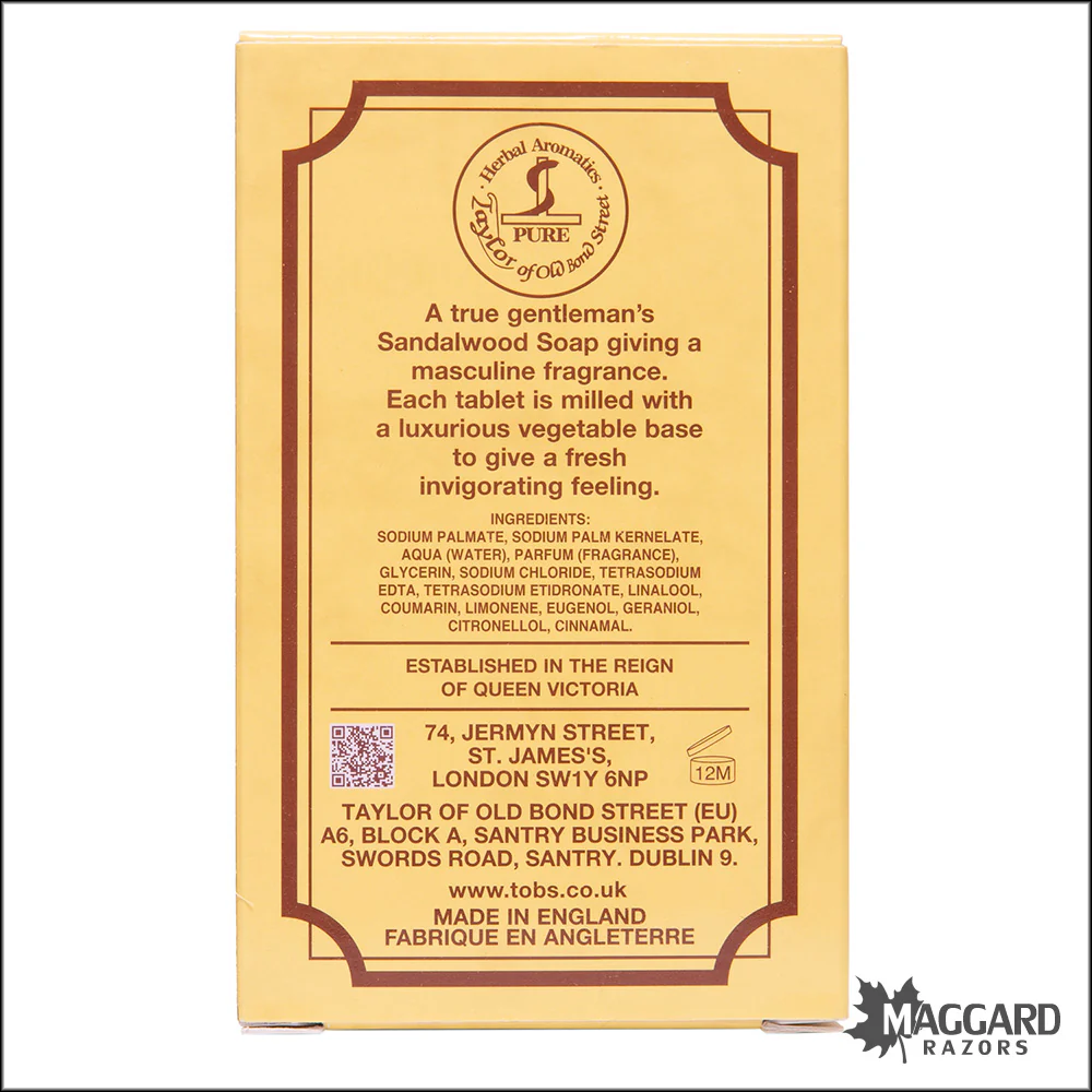 Taylor of Old Bond Street Sandalwood Pure Vegetable Triple Milled Bar Soap, 200g - Image 3