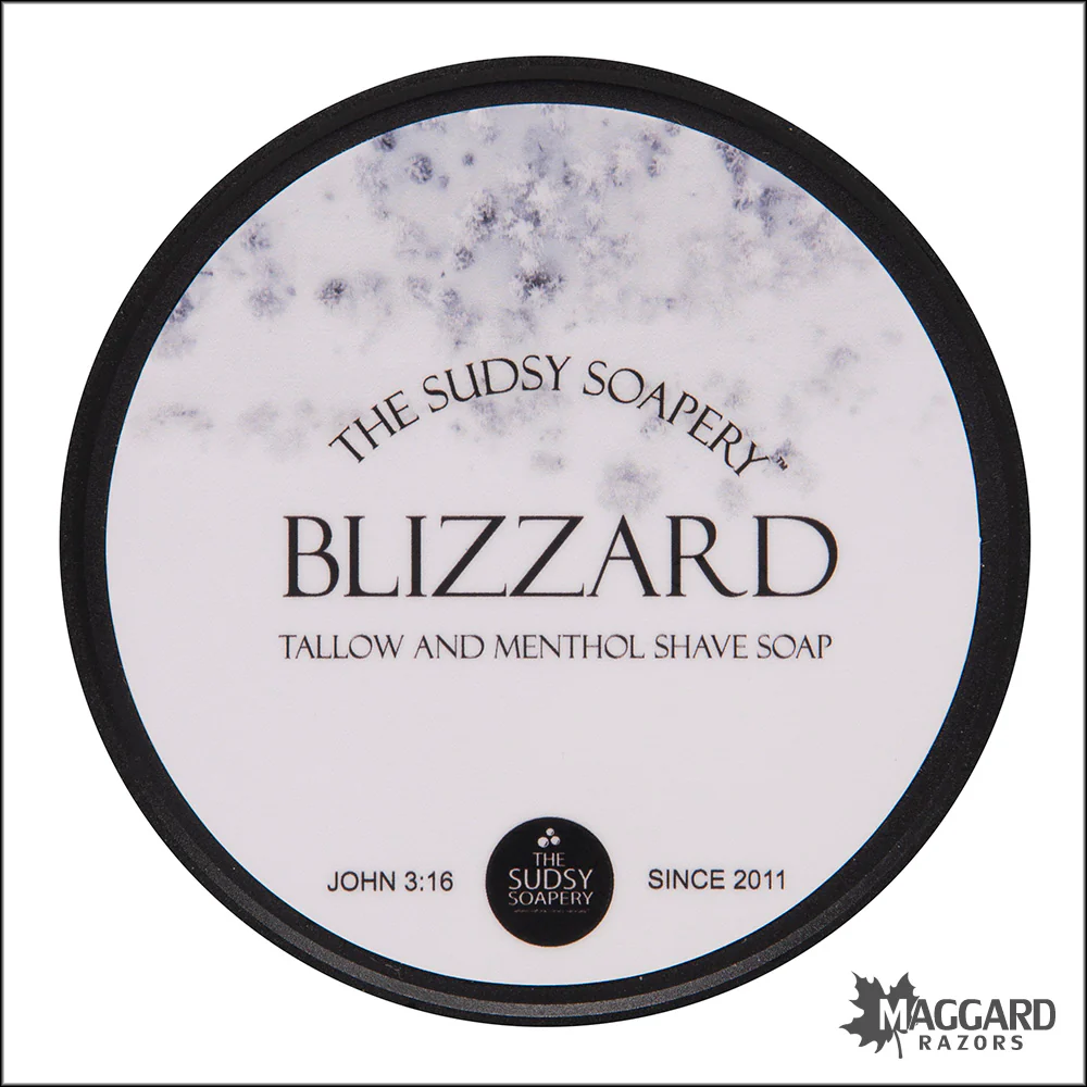 The Sudsy Soapery Blizzard Artisan Tallow Shaving Soap, 5.5oz