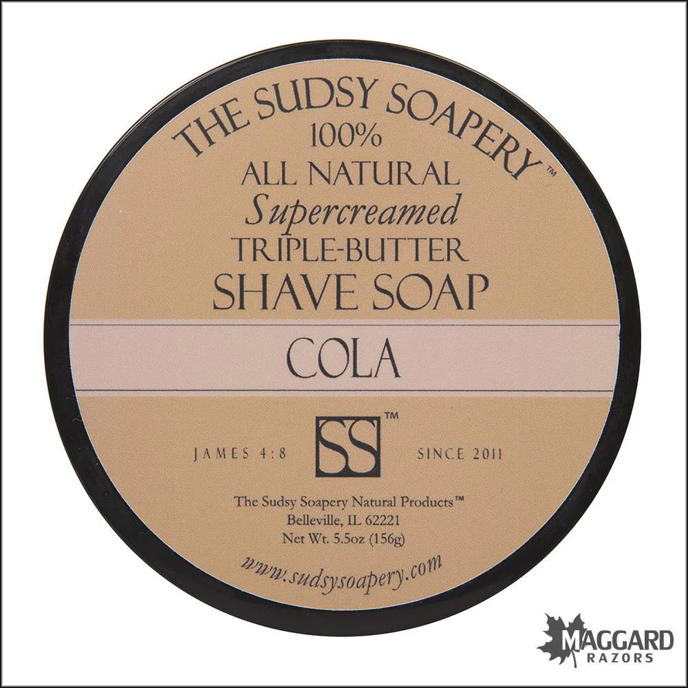 The Sudsy Soapery Cola Triple Butter Artisan Shaving Soap, 5.5oz