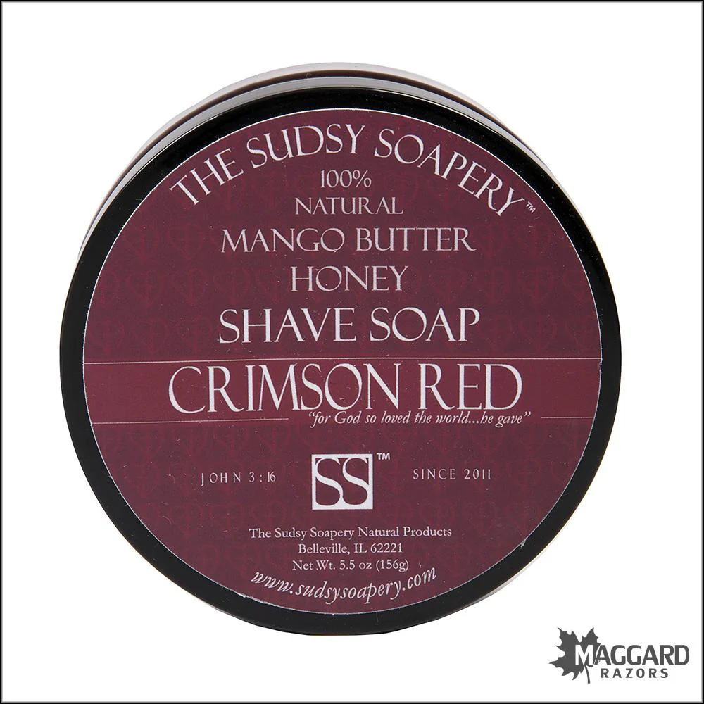 The Sudsy Soapery Crimson Red Mango Butter Artisan Shaving Soap, 5.5oz
