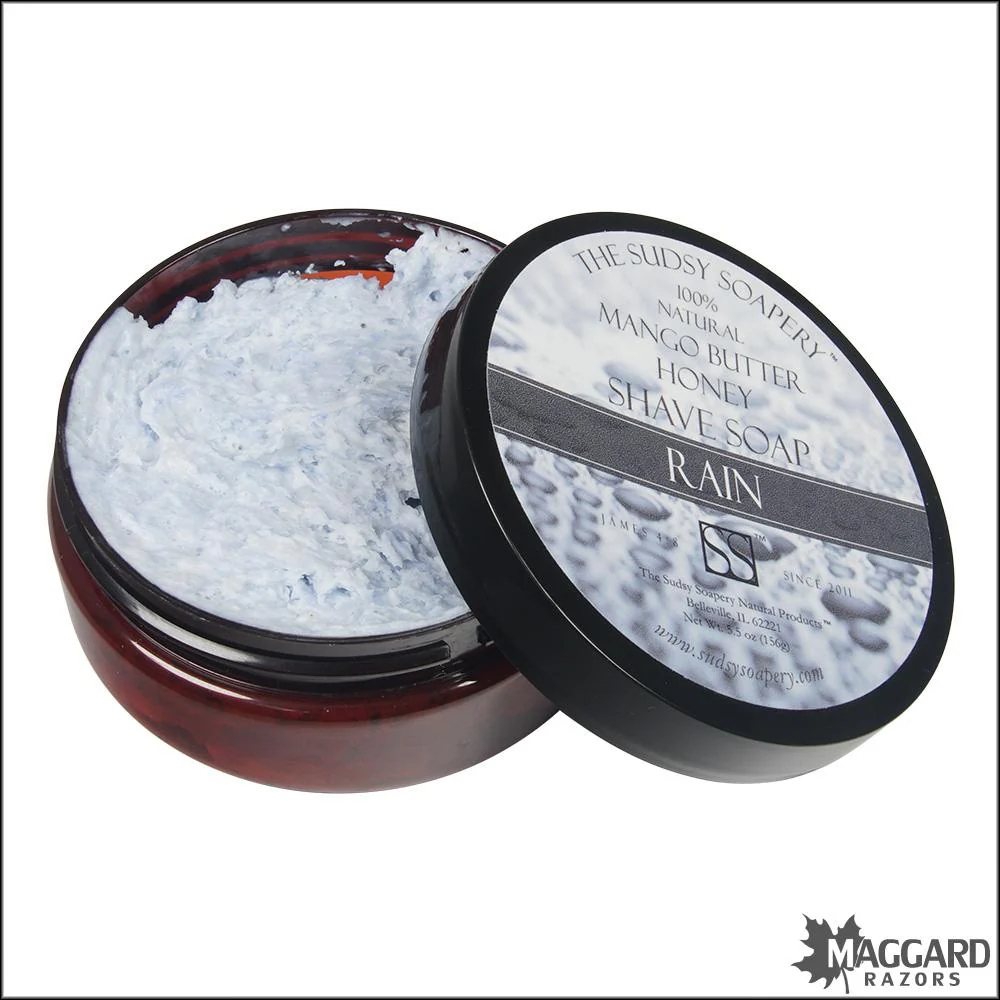 The Sudsy Soapery Rain Mango Butter Shaving Soap, 5.5oz - Image 2