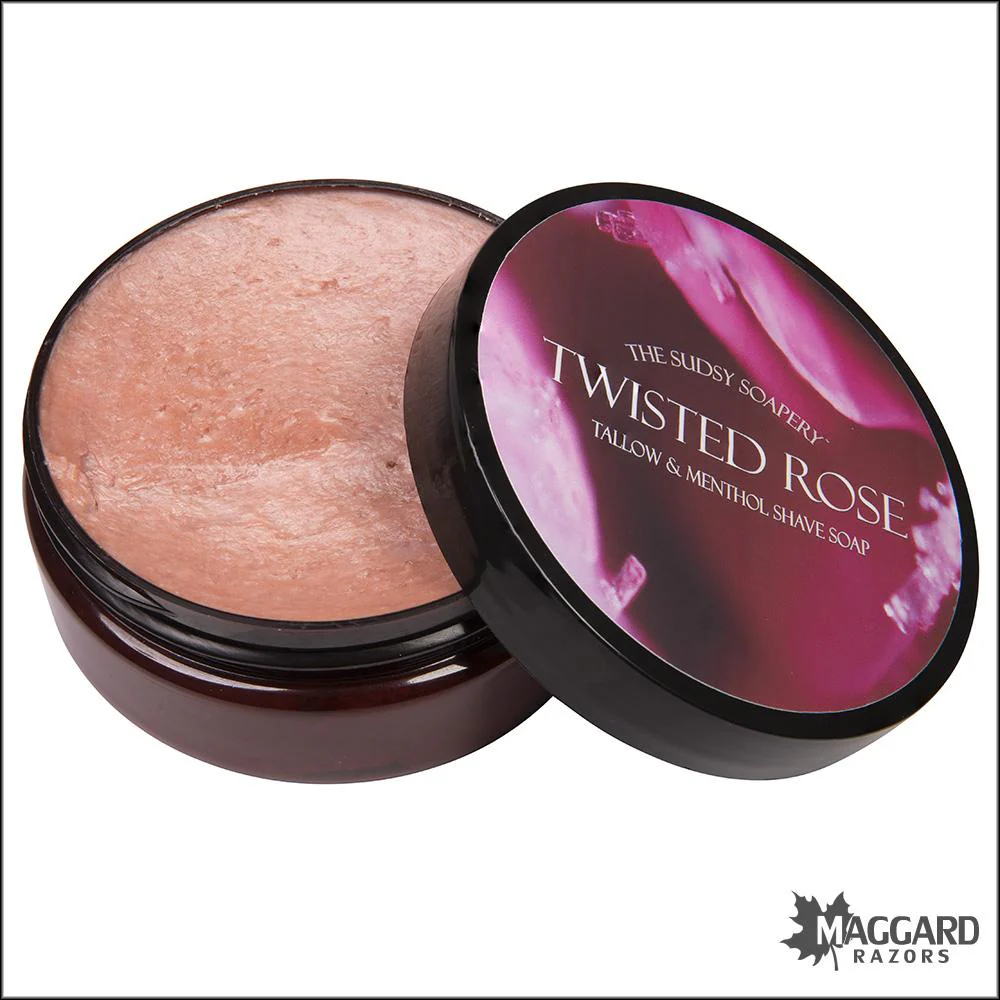 The Sudsy Soapery Twisted Rose Artisan Tallow Shaving Soap, 5.5oz - Image 2