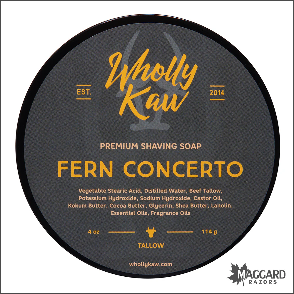 Wholly Kaw Fern Concerto Artisan Tallow Shaving Soap, 4oz
