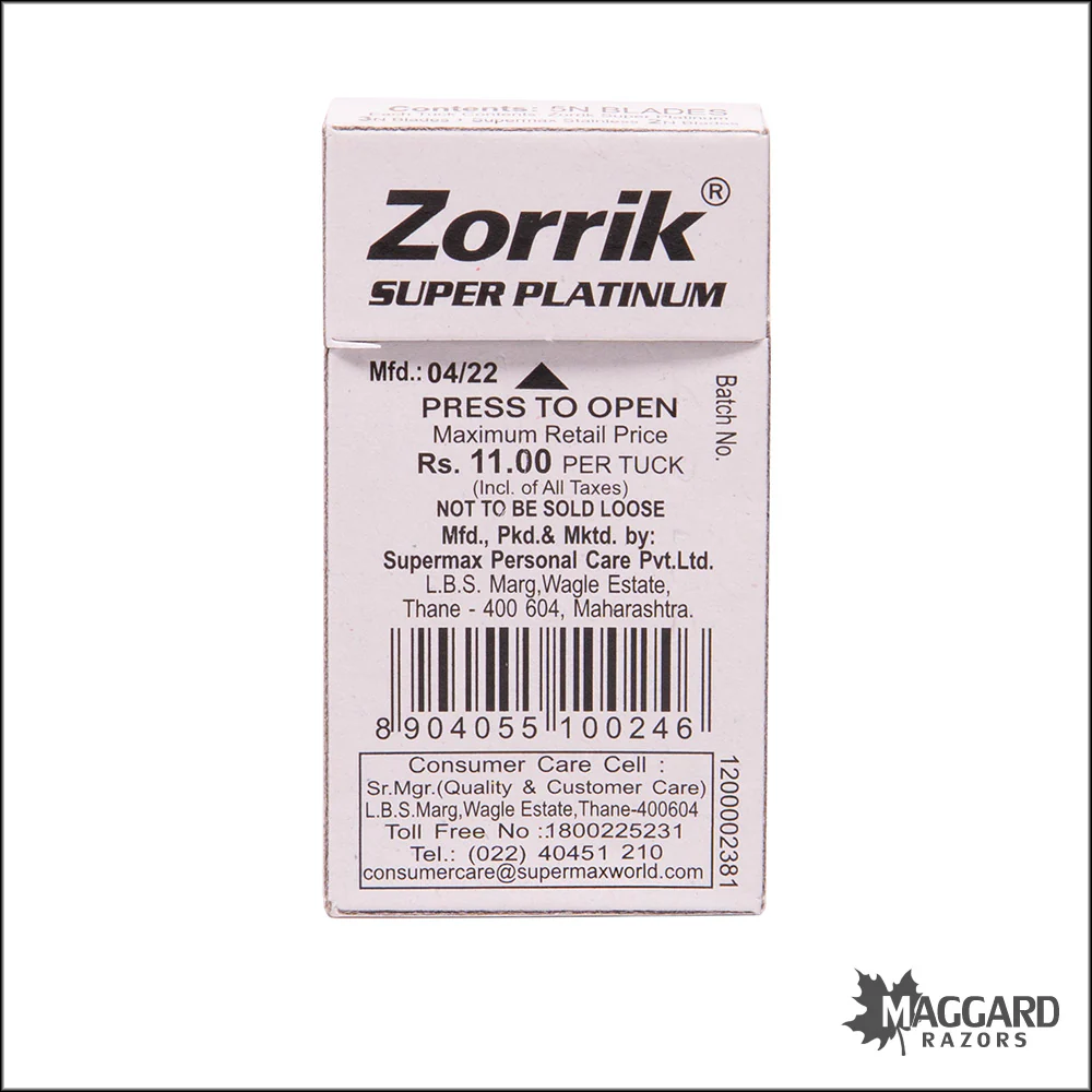 Zorrik Super Platinum and Super Max Stainless Combo Pack Double Edge Safety Razor Blades, 5 Pack - Image 3